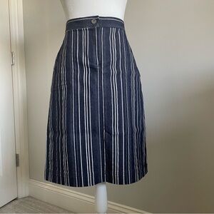C&B Denim Striped Skirt, Jean Skirt, Blue & White Skirt, Knee Length, Stretch
